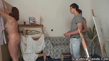 old granny pleases two hot sexy site young painters 