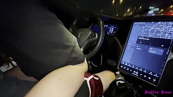 sexy cute petite teen bailey base xxx game fucks tinder date in his tesla while driving - 4k 