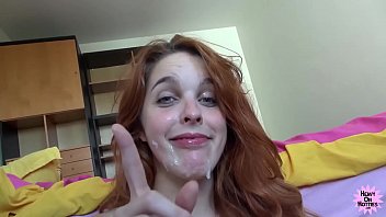 pov cock pussy oil massage sucking redhead takes facial 