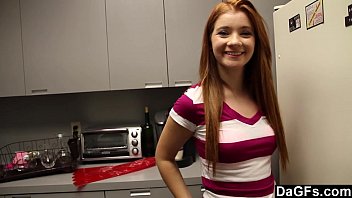 horny ww sexi redhead teen surprised with sex in kitchen 