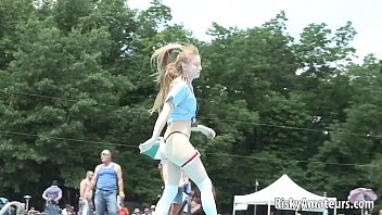 amateur blonde is on hd sexy video the stage teasing the crowd 