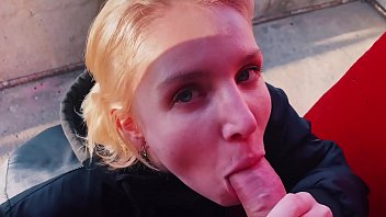 blonde public blowjob sex with sister in law dick and cum swallow at the lighthouse 
