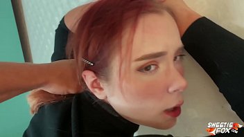 xxxxxhd man facefuck rough pussy fuck of obedient redhead and cum on tits 