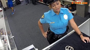 police officer with huge boobs got fucked girl showing pussy in the backroom 