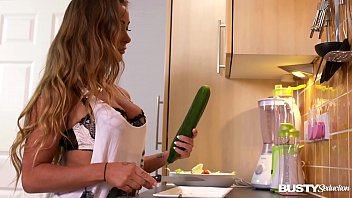 busty seduction in my lust com kitchen makes amanda rendall fill her pink with veggies 