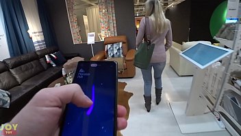 vibrating blue film english sexy panties while shopping - public fun with monster pub 