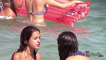 two italian masaj sex girls playing under the water on the topless beach 