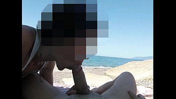 girl sex bold sucks cock in public beach and gets caught by stranger - misscreamy 